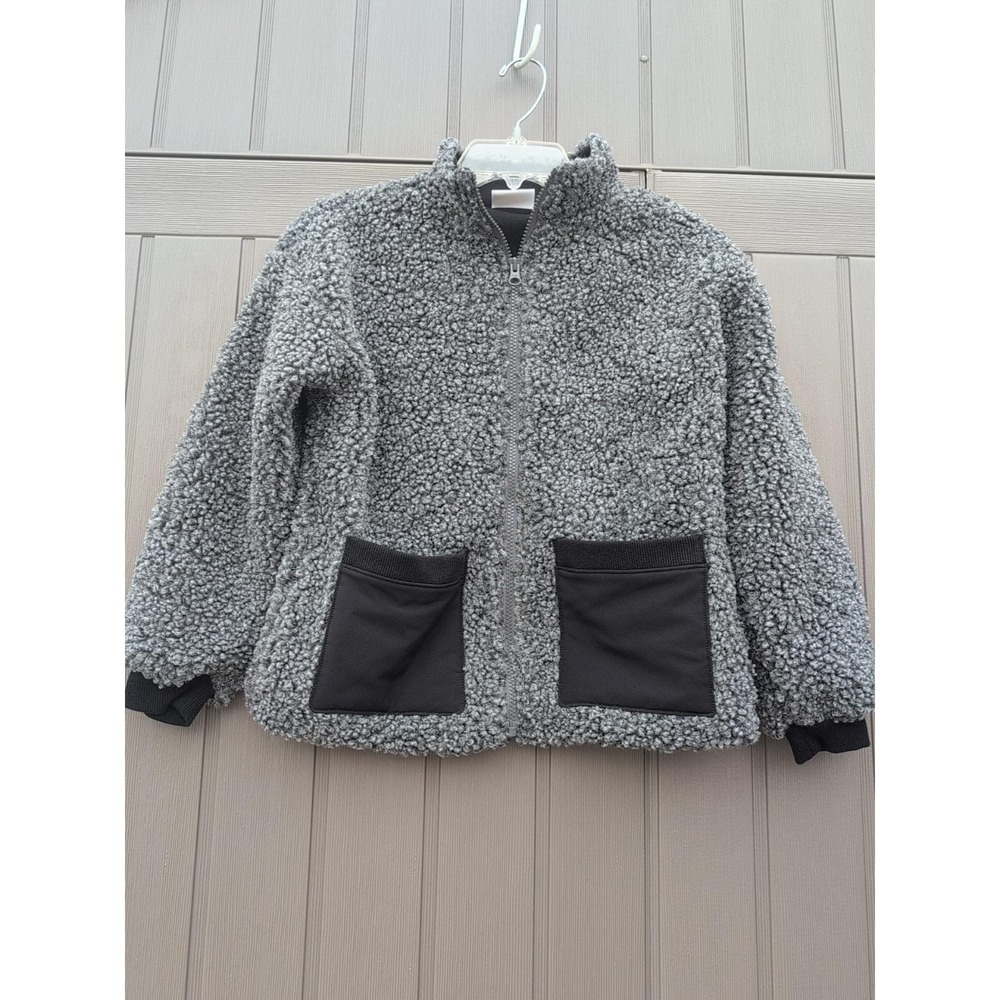 Zella Child's‎ Long Sleeve Full Zip Faux Sherpa Jacket Grey Size M 8/10